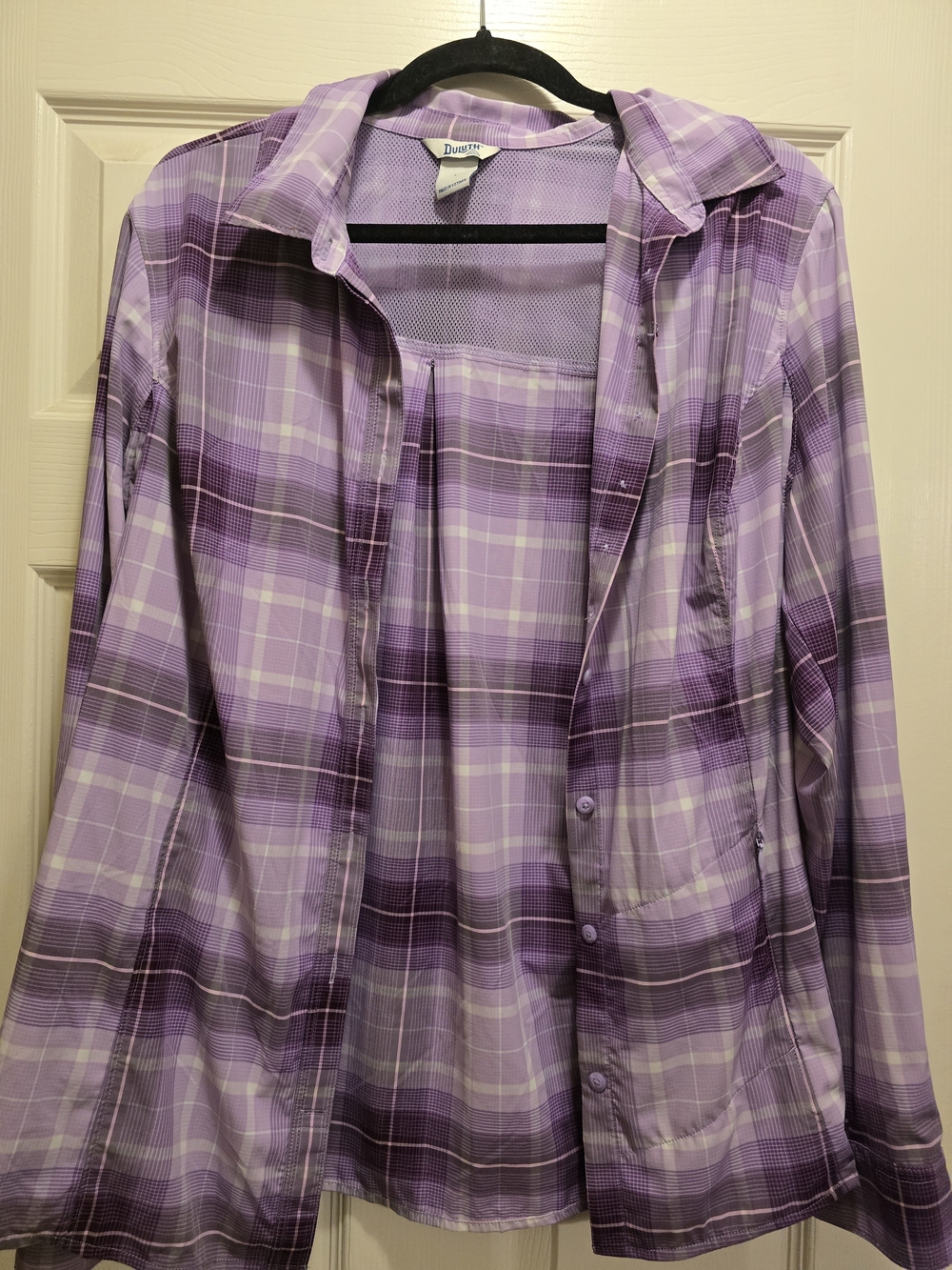 Duluth Trading Co Purple Plaid Button-Down Shirt